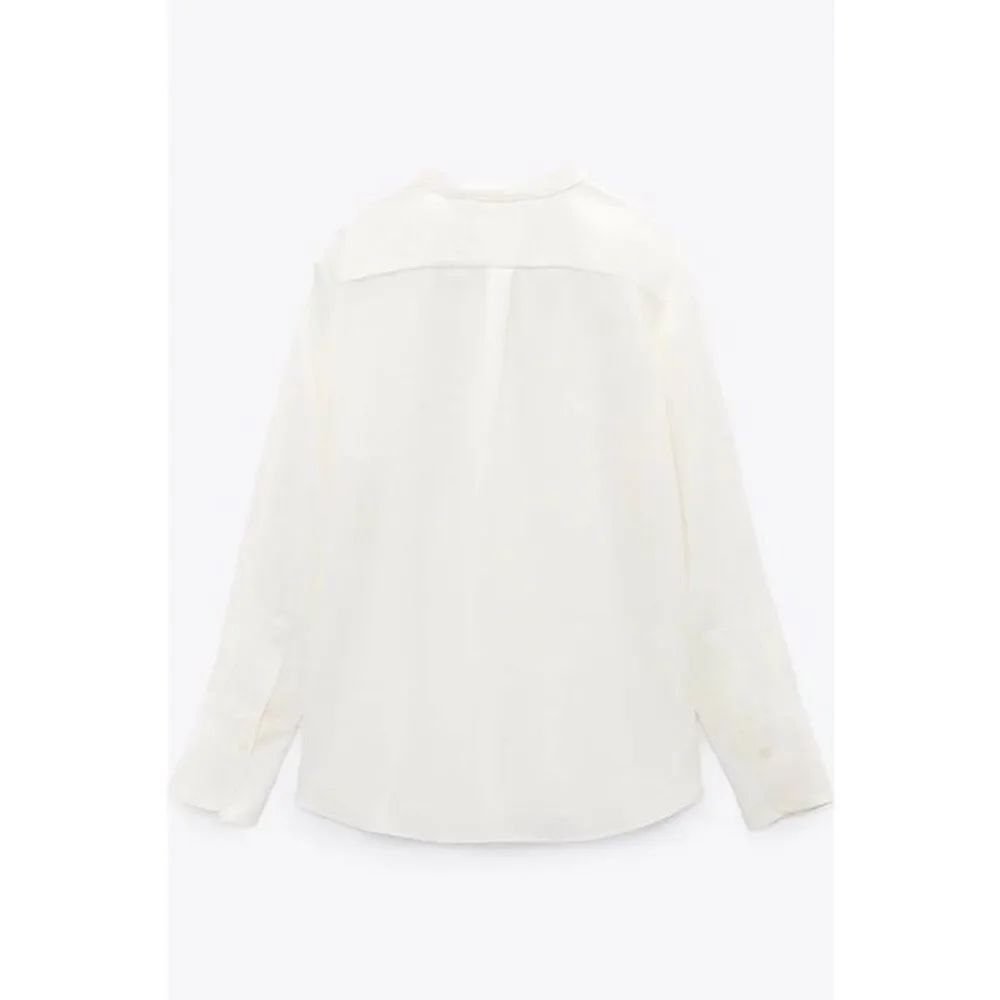 NEW ZARA Women’s Medium Ivory Cream Button Down Blouse - Picture 6 of 9